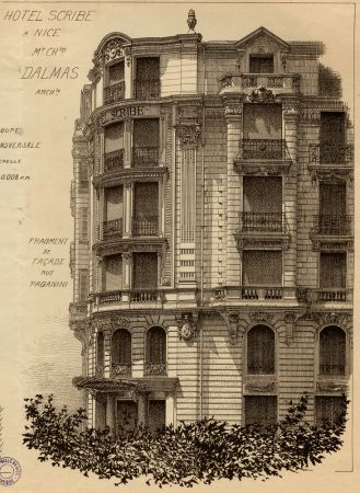 Estampe : Hotel Scribe, Nice. Façade