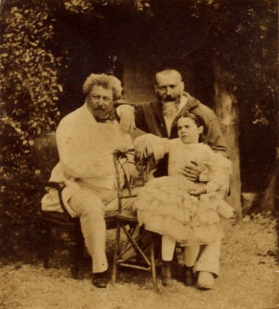 Photographie : Alexandre Dumas, Alphonse Karr et sa fille Jeanne