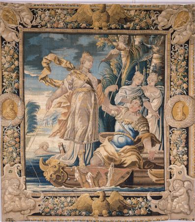 Tapisserie : Tenture de Cléopâtre, série de sept tapisseries. La Pêche.
