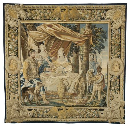 Tapisserie : Tenture de Cléopâtre, série de sept tapisseries. Le Banquet