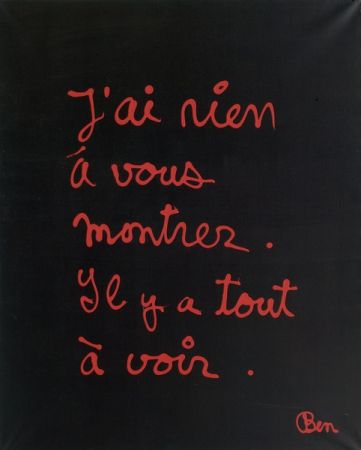 Tableau : J'ai rien à vous montrer. Il y a tout à voir