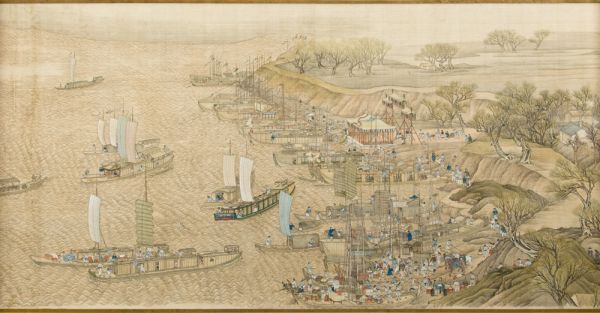 Tableau : Voyage d’inspection de l’empereur Quianlong dans le sud de la Chine La traversée du fleuve jaune (Huanghe)